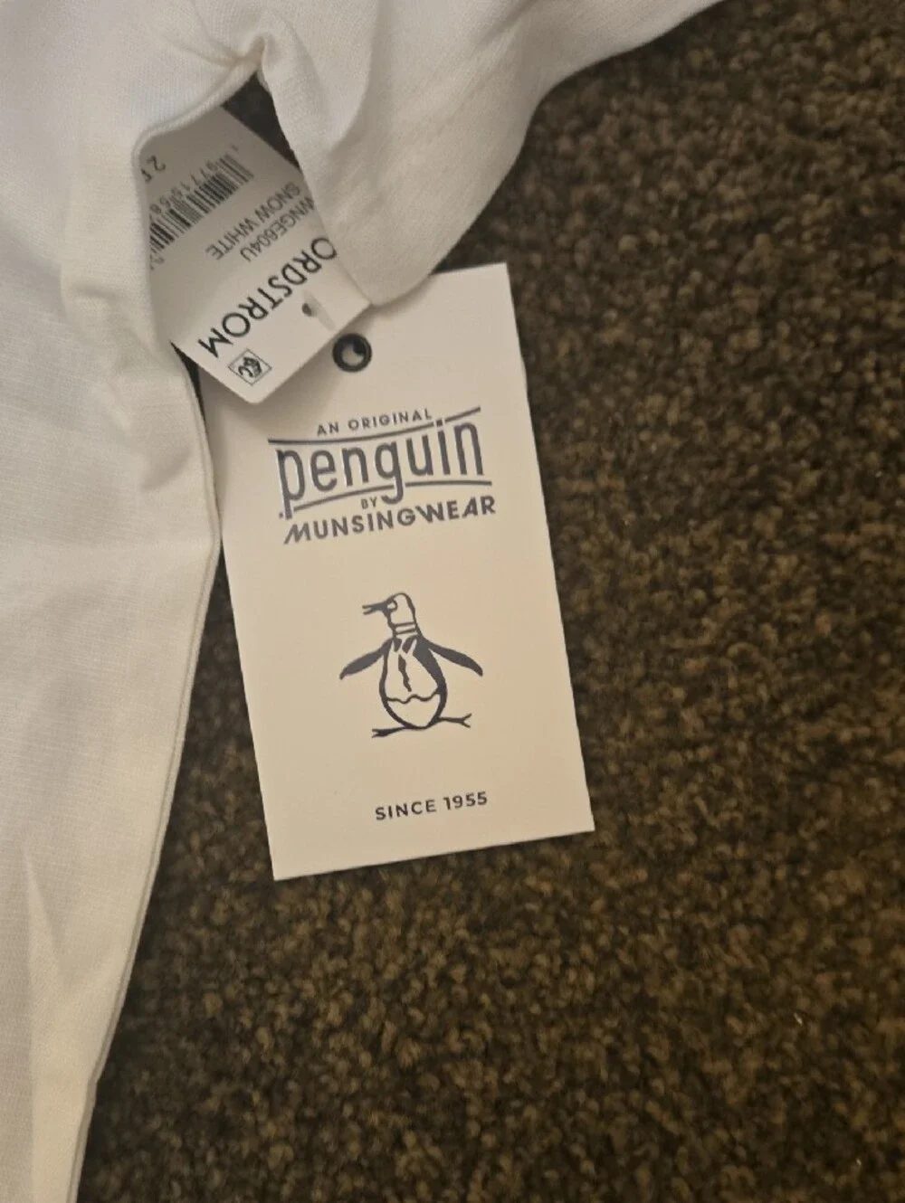 Original Penguin White Short-Sleeve Button-Down Shirt with Navy Logo - Kids